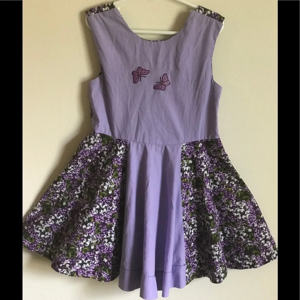Vintage 1980’s Handmade Butterfly appliqué Pinafore Dress
